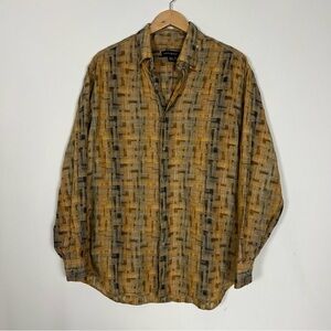 Vintage Jhane Barnes Menswear 100% Cotton Geometric Button-Down Shirt JBS7-180